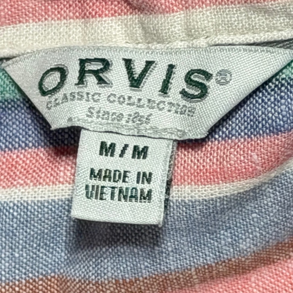 ORVIS Womens Striped Linen Blend‎ Short Sleeve Button Down Shirt Medium - Picture 4 of 7